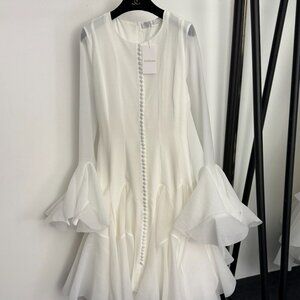 Zimmermann new irregular ruffle hem flared long-sleeved dress